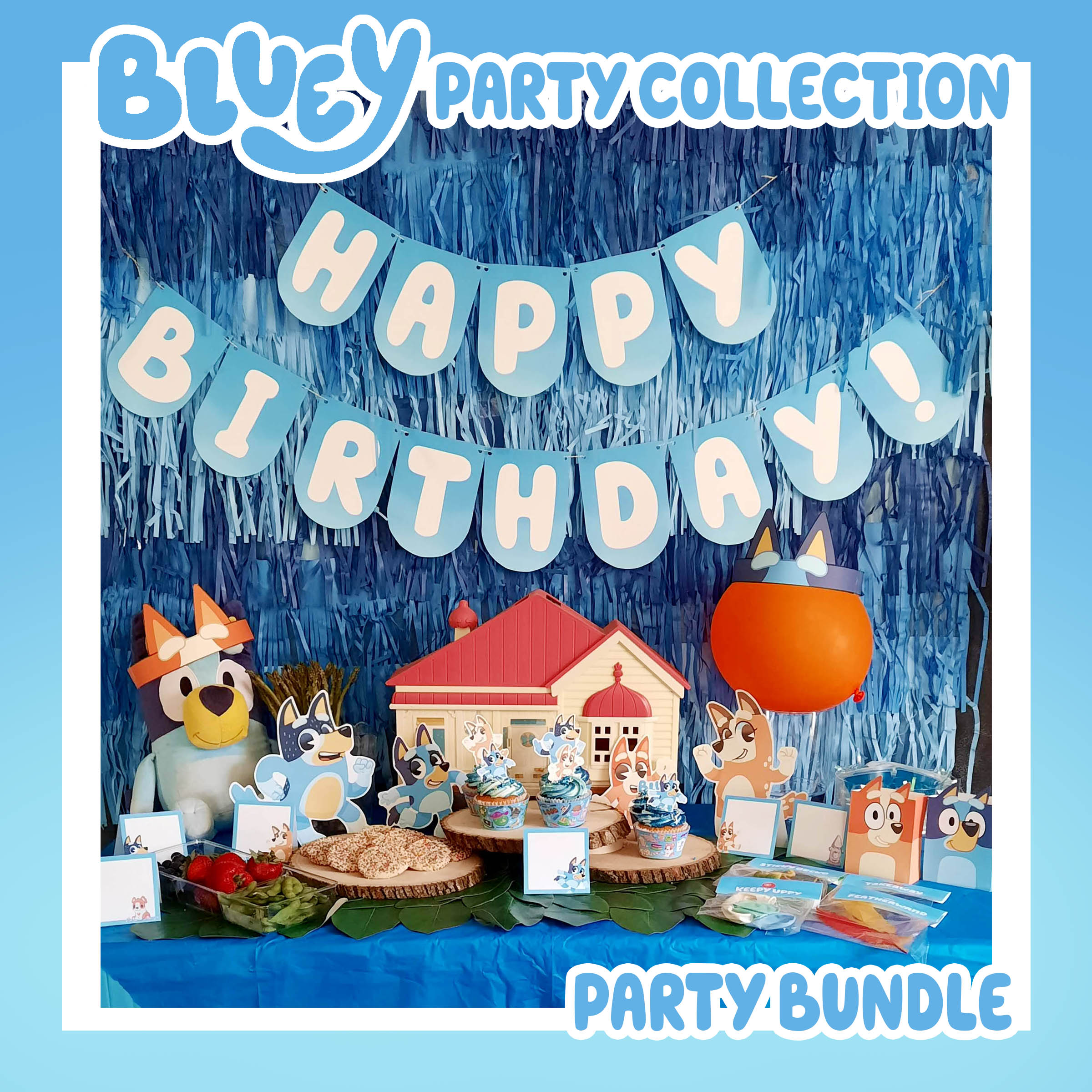 Bluey Birthday Party Supplies Bundle Pack includes Party Paper
